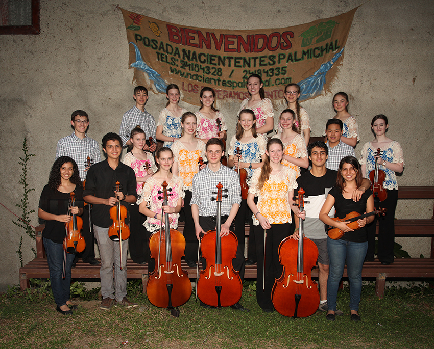 Boulder Suzuki Strings 2018 Tour Group with local strings students