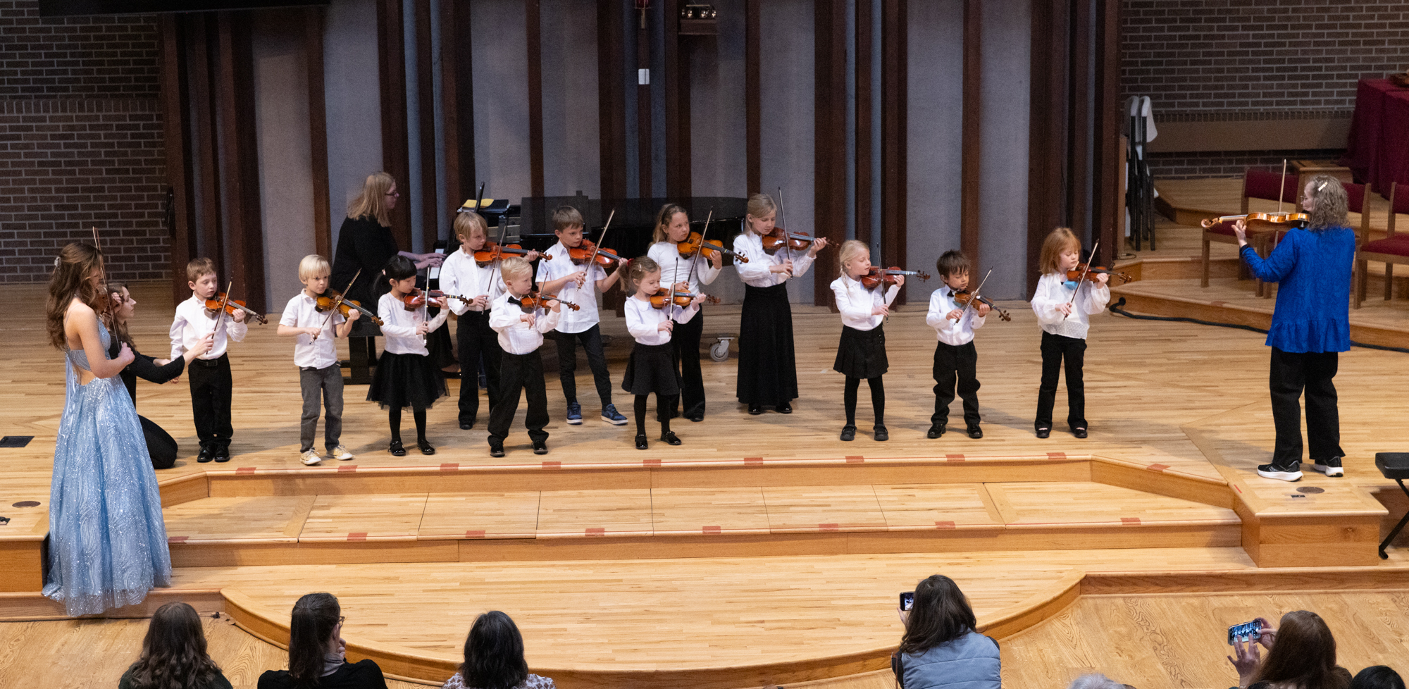 Young students perform their first Twinkle at Boulder Suzuki Strings spring concert.