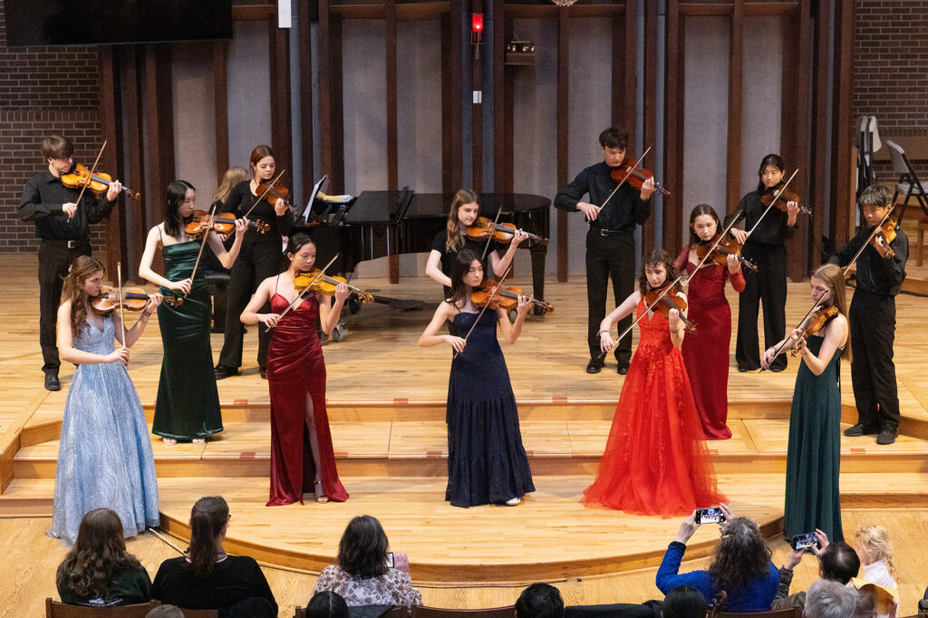 Advanced Violin Students performing on senior night